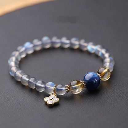 Mytthstone Natural Moonstone Flower Chram Healing Beads Bracelet