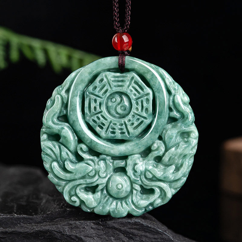 Mythstone Dragon Jade Yin Yang Balance Necklace String Pendant