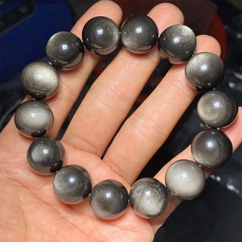 Mythstone Natural Silver Sheen Obsidian Soothing Protection Bracelet