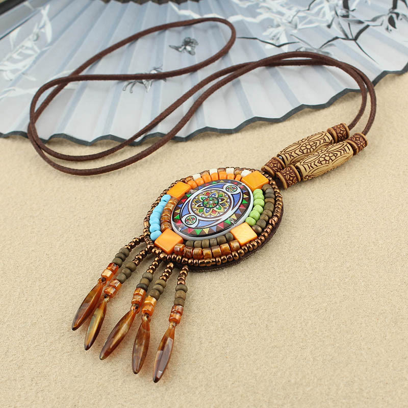 Collar con colgante creativo de cuentas con patrón de mandala Mythstone