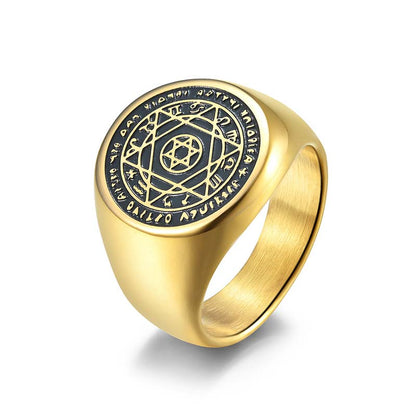 Mythstone 12 Constellations of the Zodiac Star of David Protection Ring