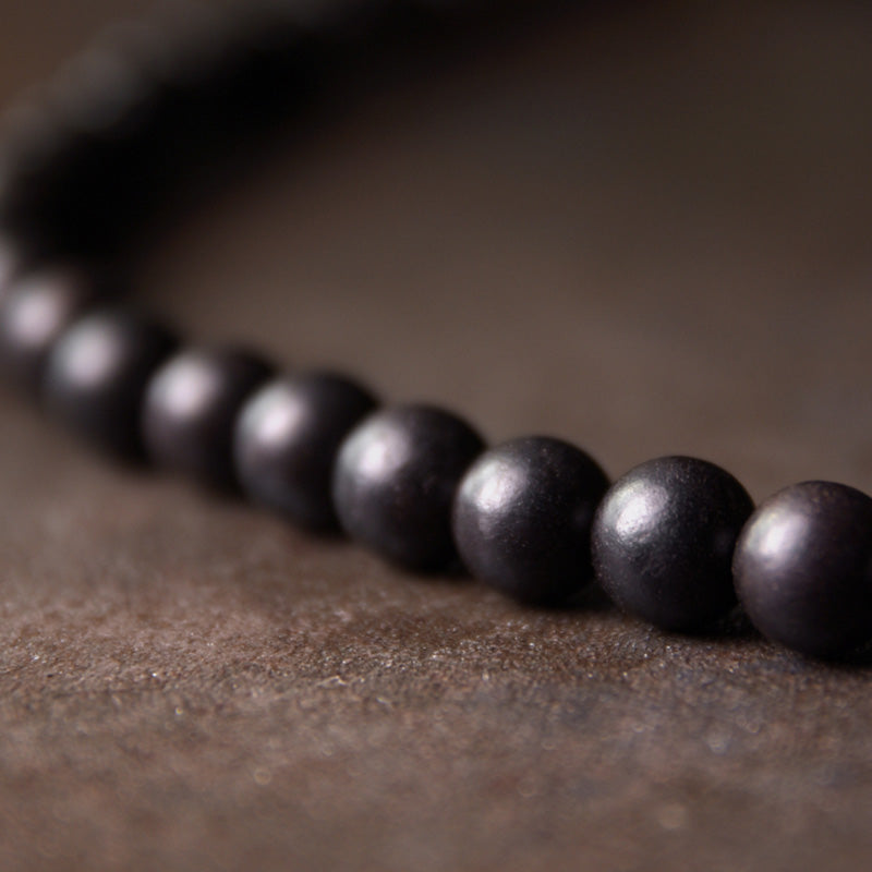 MythStone Ebony Wood Dzi Bead Copper Protection Couple Bracelet