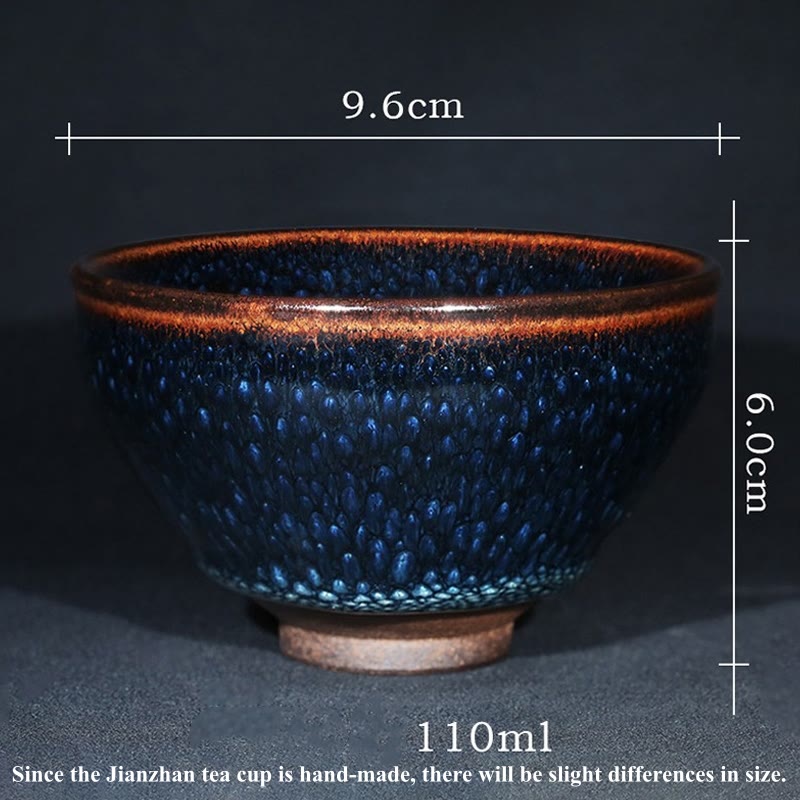 Mythstone Handmade Blue Francolinus Spot Chinese Jianzhan Ceramic Teacup Kung Fu Tea Cup Bowl