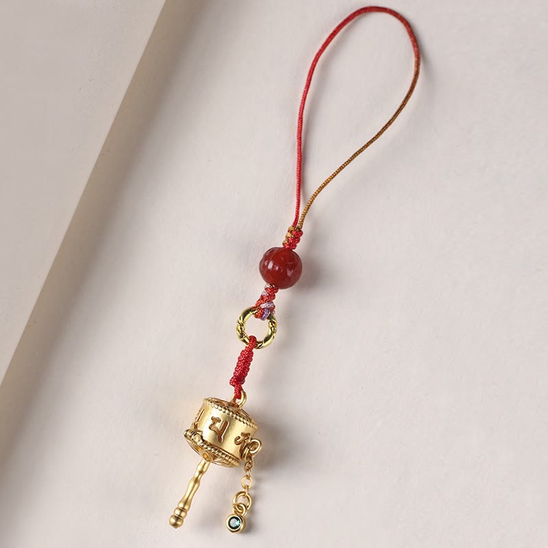 Mythstone Tibetan Om Mani Padme Hum Prayer Wheel Amulet Charm Protection Phone Hanging Decoration