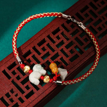 Pulsera de hilo rojo de jade y prosperidad del zodíaco chino Mythstone