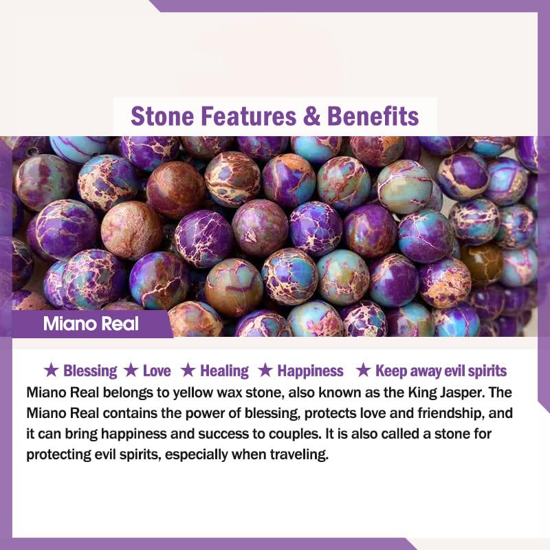 MythStone Natural Purple Miano Real Stone Lotus Mala