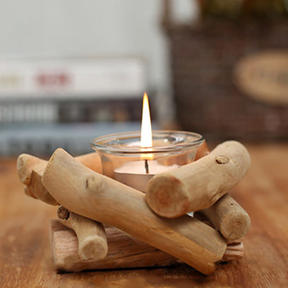 Mythstone Wood Candlestick Home Candle Holder Decoration