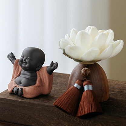 Mythstone Black Peach Wood Buddha Flower Calm Cure Decorations