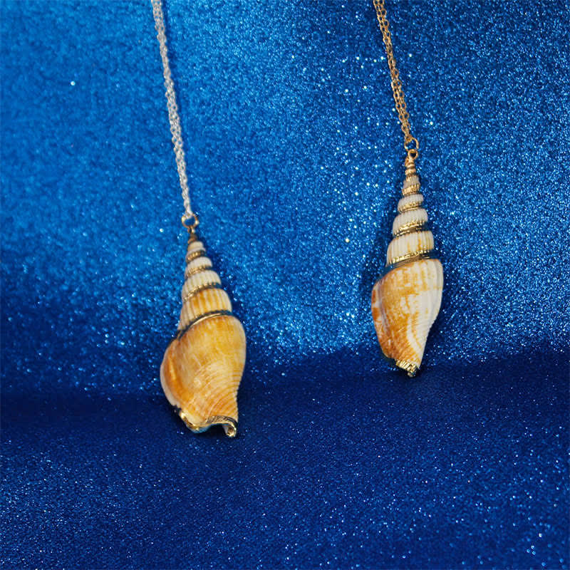 Mythstone Natural Shankha Conch Shell Seashell Lucky Necklace Pendant