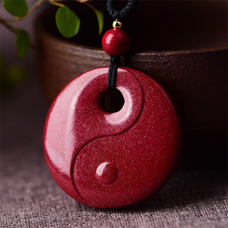 Mythstone Laughing Buddha Yin Yang Chinese Zodiac Gourd Natural Cinnabar Blessing Necklace Pendant