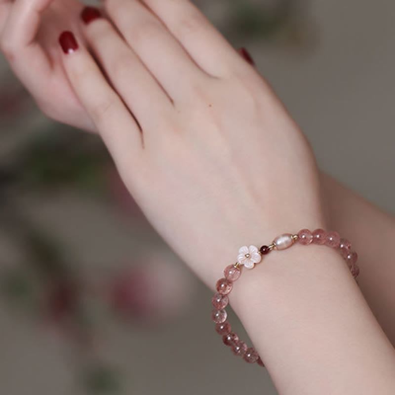 MythStone Strawberry Quartz Peach Blossom Love Bracelet