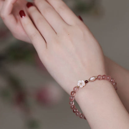 MythStone Strawberry Quartz Peach Blossom Love Bracelet