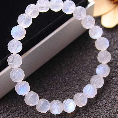 Mytthstone Natural Moonstone Lotus Love Bracelet