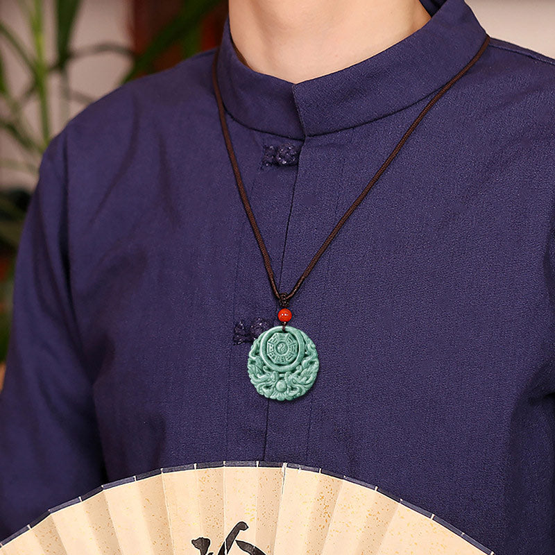 Mythstone Dragon Jade Yin Yang Balance Necklace String Pendant