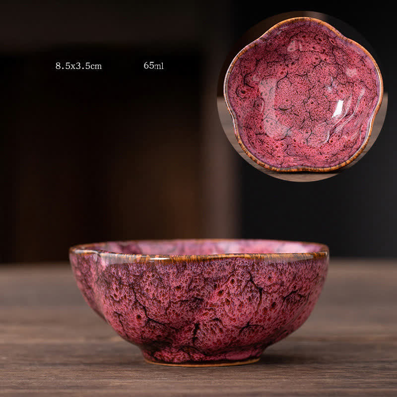 Mythstone Peach Blossom Pattern Ceramic Teacup Flower Tea Cups