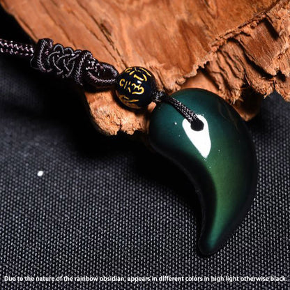 Mythstone Rainbow Obsidian Yin Yang Strength Pendant Necklace