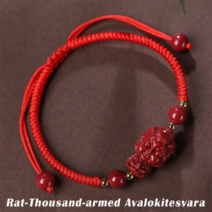 Mythstone Chinese Zodiac Natal Buddha Cinnabar Amulet Blessing String Bracelet