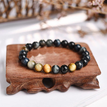 Mythstones  Anxiety Stress Healing Crystal Tiger Eye Bead Bracelet