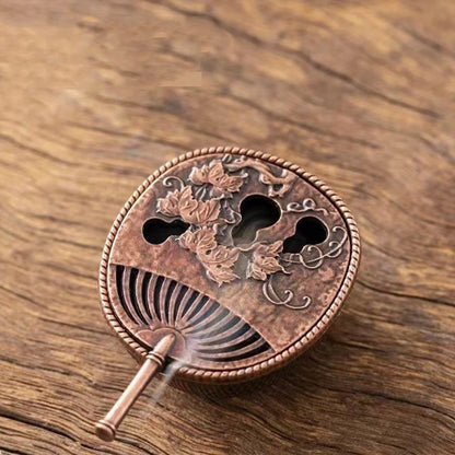 Mythstone Small Mini Gourd Fan Pipa Copper Alloy Incense Burner Decoration With Incense