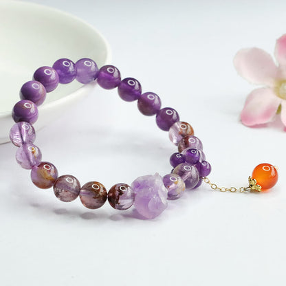 Mythstone Natural Amethyst Purple Phantom Gemstone Spiritual Awareness Bracelet