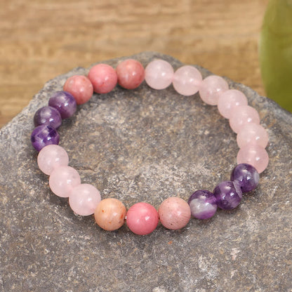 Mythstone 108 Mala Beads Amethyst Rose Quartz Spiritual Healing Tassel Bracelet