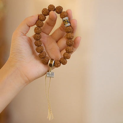 Pulsera de amuleto de la suerte y la riqueza con semillas de Bodhi de Rudraksha del Tíbet Mythstone