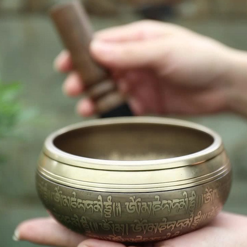 Mythstone Tibetan Sound Bowl Handcrafted for Focus and Meditation Peaceful Happiness Singing Bowl Set