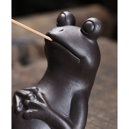 Mythstone Meditation Frog Ceramic Spiritual Healing Incense Burner