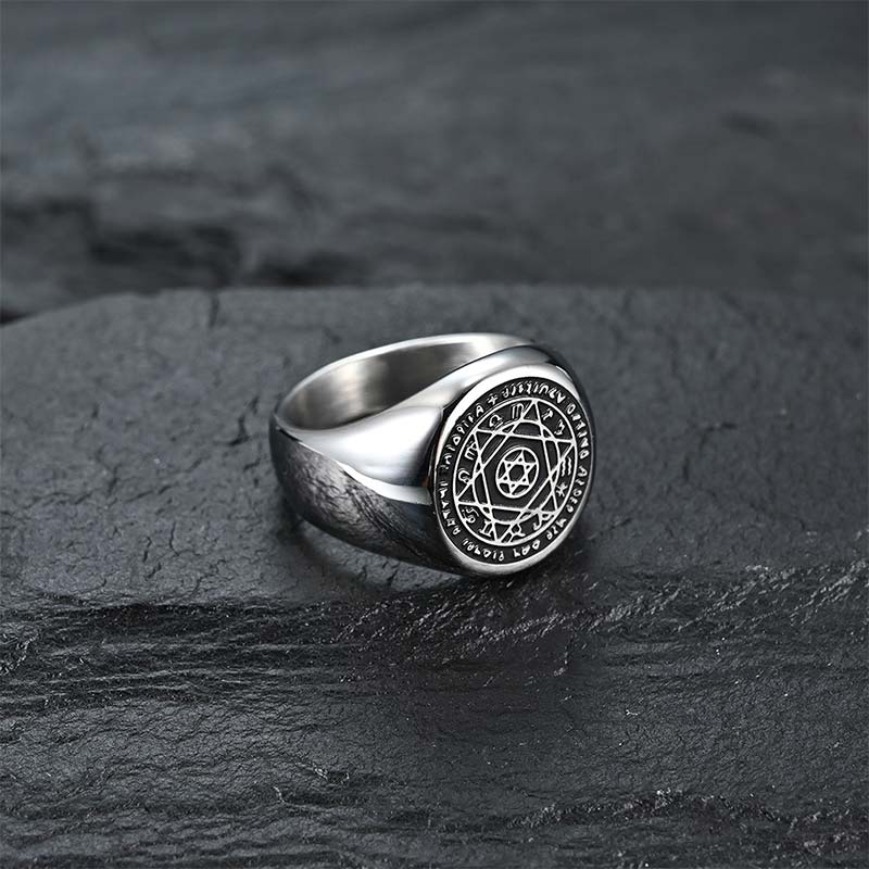 Mythstone 12 Constellations of the Zodiac Star of David Protection Ring