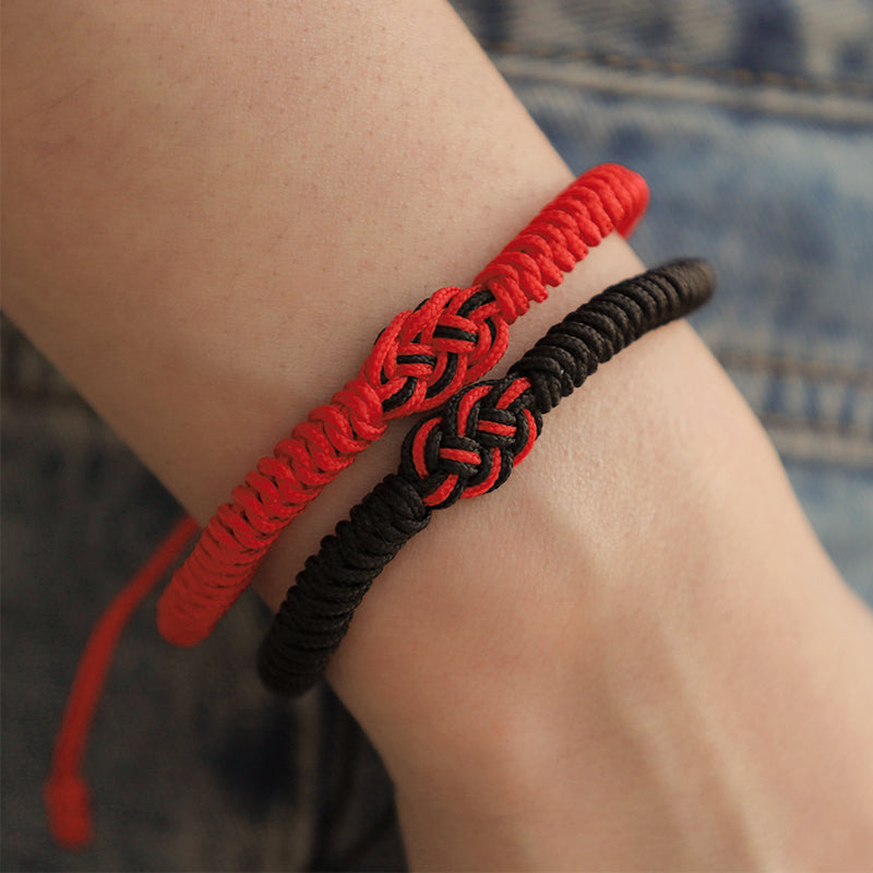 Mythstone 2Pcs Tibetan Luck Chinese Knot Protection String Bracelet