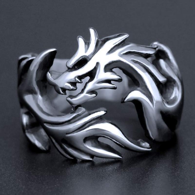 Mythstone Dragon Pattern Protection Strength Adjustable Ring