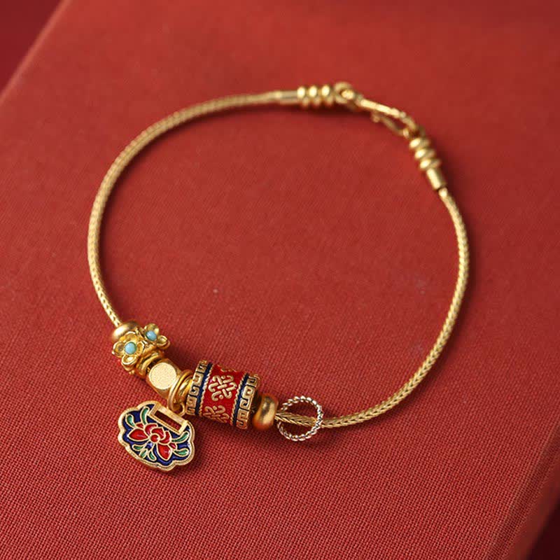 Pulsera con cuentas de cobre y dijes de Mythstone Lotus Enlightenment 