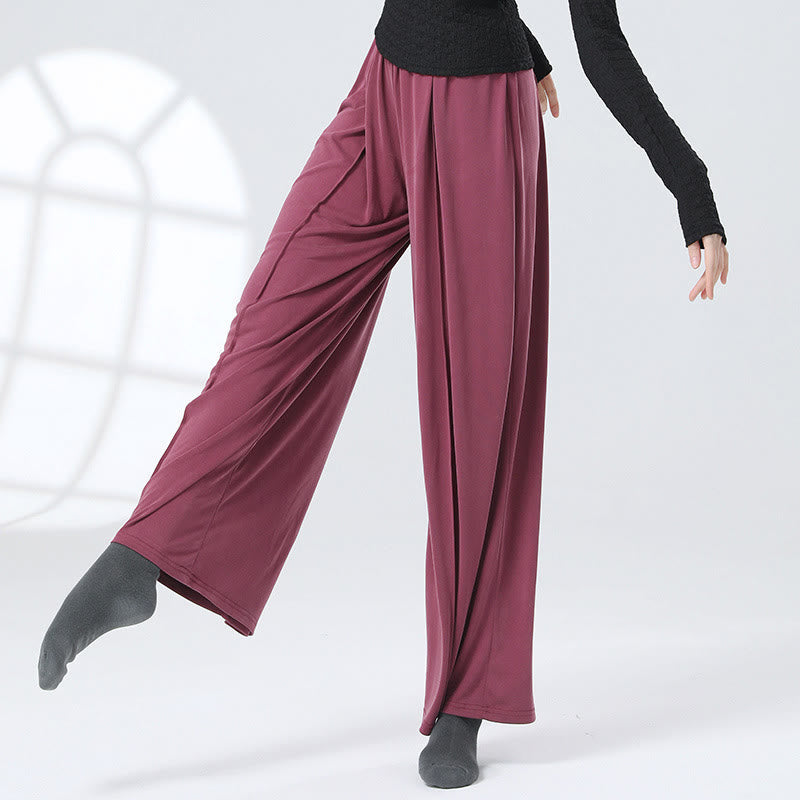 Mythstone Solid Color Loose Wide Leg Pants Dance Women's Yoga Pants