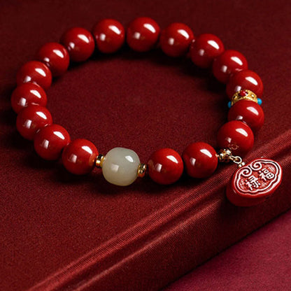 Mythstone Cinnabar Jade Healing Protection Charm Bracelet