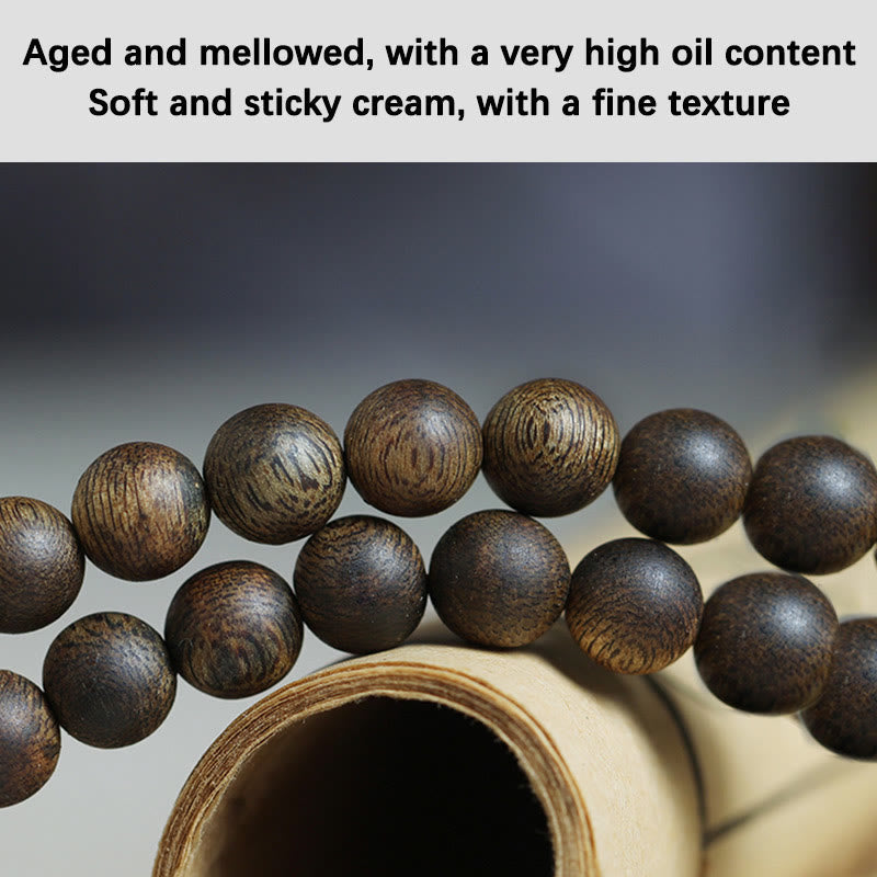 MythStone 108 Mala Beads Nha Trang Soil Buried Qinan Agarwood Balance Strength Bracelet