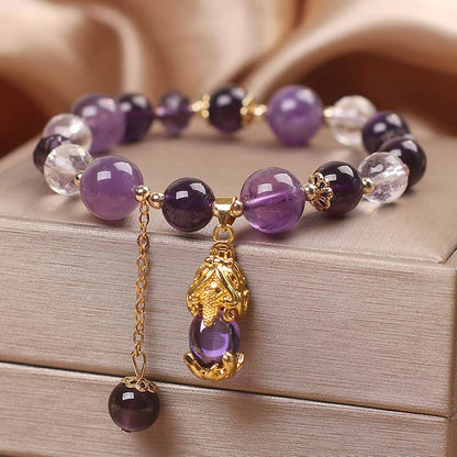 Mythstones  Natural Amethyst PiXiu Healing Bracelet