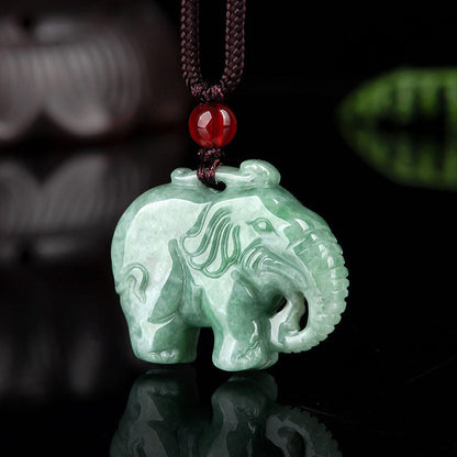 Mythstone Elephant Jade Luck Strength Necklace String Pendant