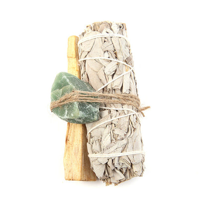 Mythstone Natural Palo Santo Amatista Verde Aventurina Cristal Salvia Blanca Purificación Juego de Altar Suministros Espirituales