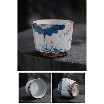 Mythstone Lotus Flower Leaf Bamboo Ceramic Teacup Kung Fu Tea Cups