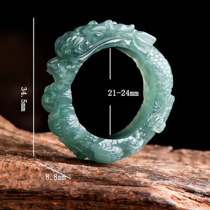 Mythstone Natural Jade Dragon Success Ring