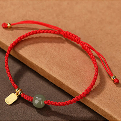 MythStone 925 Sterling Silver Hetian Jade Blessing Wealth Red String Bracelet