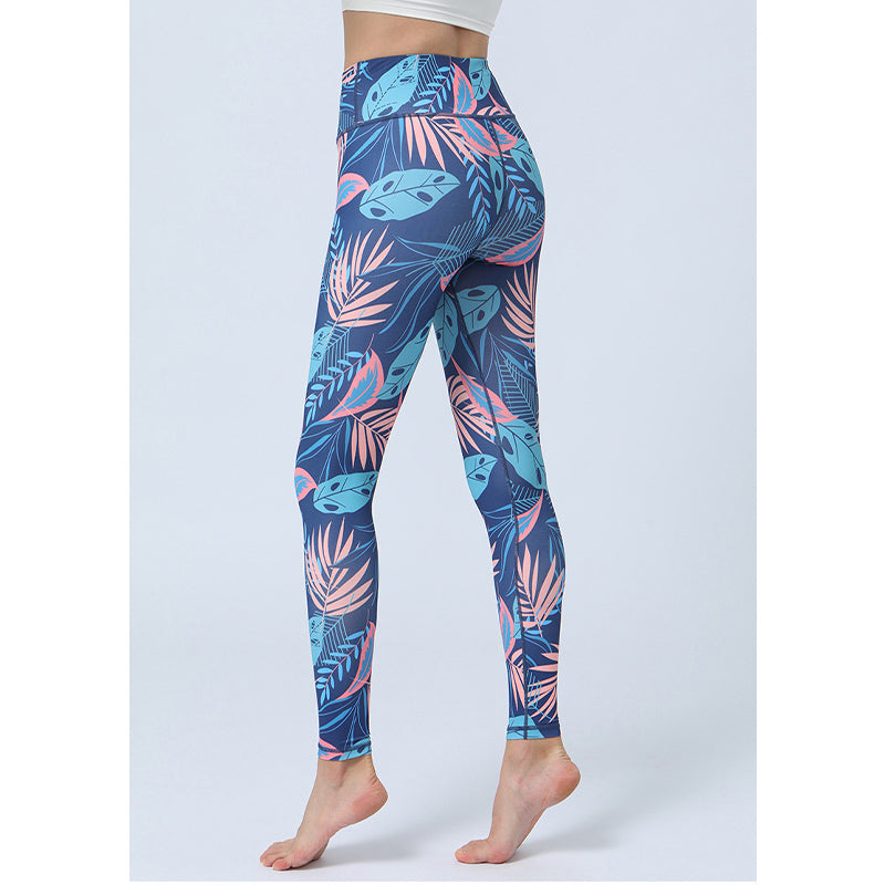 Pantalones con estampado de hojas de Mythstone, mallas deportivas de cintura alta para yoga y fitness, pantalones de yoga para mujer 