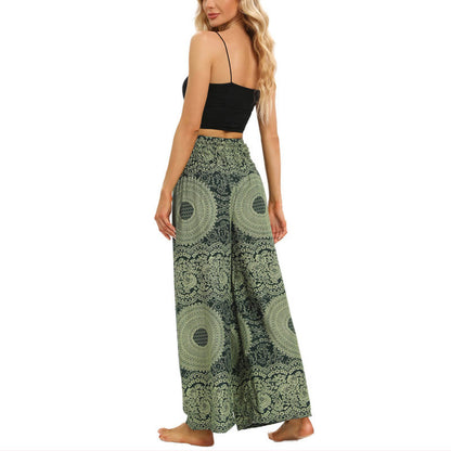 Mythstone Boho Lace-up Wide Leg Pants Women's Yoga Pants