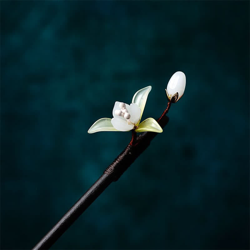 Mythstone Pearl Flower Leaf Butterfly Happiness Hairpin