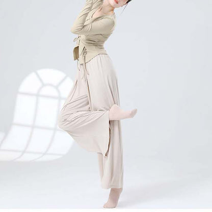 Mythstone Solid Color Loose Wide Leg Pants Dance Women's Yoga Pants