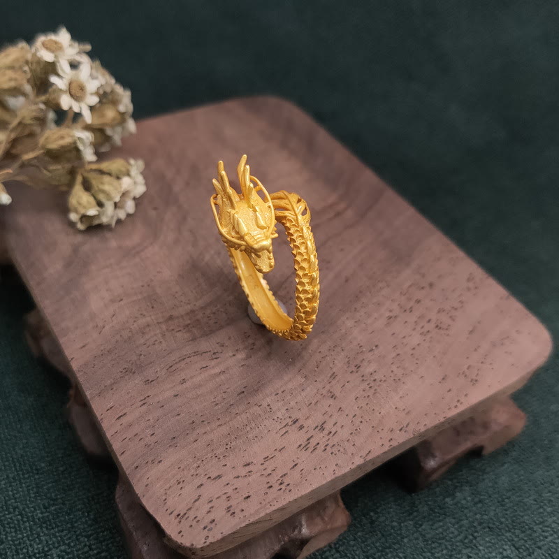 Mythstone Golden Dragon Success Strength Ring