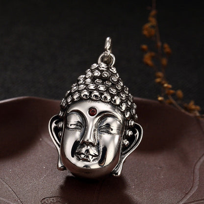 Mythstone 925 Sterling Silver Buddha Head Compassion Necklace Pendant