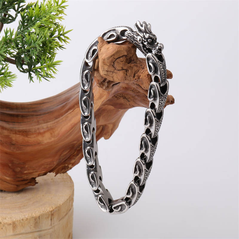 Mythstone Dragon Titanium Steel Luck Bracelet Bangle