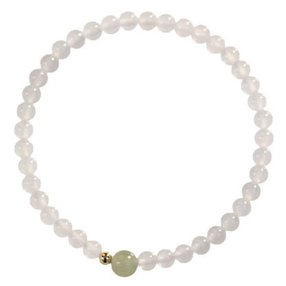 Mythstone Natural White Agate Jade Luck Protection Bracelet