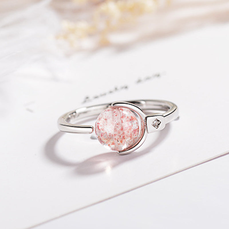 Anillo giratorio relajante de cristal rosa Mythstone 